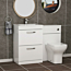 Modern Turin 1100mm Gloss White 2-Drawers Minimalist Basin with Qubix Back to Wall Toilet Pack