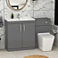 1300mm Indigo Grey Gloss 2 Doors Furniture Pack with Minimalist Basin & Slim Elena Back to Wall Toilet