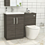 1100mm Grey Elm 2 Doors Furniture Pack with Mid Edge Basin & Slim Abacus Back to Wall Toilet
