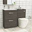1100mm Grey Elm 2 Drawer Furniture Pack with Minimalist Basin & Slim Abacus Back to Wall Toilet