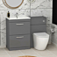 1100mm Indigo Grey Gloss 2 Drawer Furniture Pack with Minimalist Basin & Slim Abacus Back to Wall Toilet