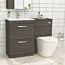 1100mm Grey Elm 2 Drawer Furniture Pack with Minimalist Basin & Abacus Back to Wall Toilet