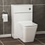 Gloss White 500mm WC Toilet Unit with Elena Rimless BTW Pan & Seat, Cistern 