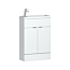 Elena 600mm Compact Floor Standing Vanity Sink Unit 2 Door Gloss White with Polymarble Basin