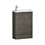 Elena 600mm Compact Floor Standing Vanity Sink Unit 2 Door Grey Elm with Polymarble Basin