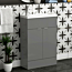 Elena 600mm Compact Floor Standing Vanity Sink Unit 2 Door Indigo Grey Gloss with Polymarble Basin