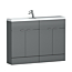 Elena 1200mm Indigo Grey Gloss 4-Door Double Floor Standing Vanity Unit With Compact Basin
