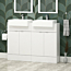 Elena 1200mm Floor Standing Vanity Sink Unit Gloss White 4 Door With Semi Recessed Double Basin