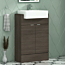 Elena 600mm Floor Standing Vanity Sink Unit Grey Elm 2 Door With Semi Recessed Basin