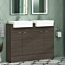 Elena 1200mm Floor Standing Vanity Sink Unit Grey Elm 4 Door With Semi Recessed Double Basin