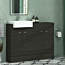 Elena 1200mm Floor Standing Vanity Sink Unit Hale Black 4 Door With Semi Recessed Basin