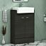 Elena 600mm Floor Standing Vanity Sink Unit Hale Black 2 Door With Semi Recessed Basin