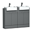Elena 1200mm Floor Standing Vanity Sink Unit Indigo Grey Gloss 4 Door With Semi Recessed Double Basin