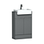 Elena 600mm Floor Standing Vanity Sink Unit Indigo Grey Gloss 2 Door With Semi Recessed Basin