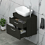 500/600/800mm Wall Hung Vanity Unit 2-Drawer Hale Black & Abacus Countertop Basin - Various Sizes