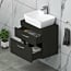 600mm Wall Hung Vanity Unit 2 Drawer Hale Black & Cube Countertop Basin 