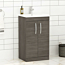 Turin 500mm Floor Standing Vanity Sink Unit Grey Elm 2 Door - Mid-Edge