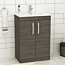 Turin 600mm Floor Standing Vanity Sink Unit Grey Elm 2 Door - Minimalist