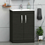 Turin 600mm Floor Standing Vanity Sink Unit Hale Black 2 Door - Minimalist