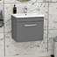 Turin 500mm Wall Hung Vanity Sink Unit 1 Drawer Indigo Grey Gloss - Mid-Edge Basin