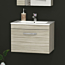 Turin 600mm Wall Hung Vanity Sink Unit 1 Drawer Beachwood Oak - Minimalist Basin