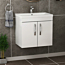Turin 600mm Wall Hung Vanity Sink Unit 2 Door Gloss White - Mid-Edge Basin