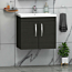 Turin 600mm Wall Hung Vanity Sink Unit 2 Door Hale Black - Mid-Edge Basin