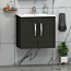 Turin 600mm Wall Hung Vanity Sink Unit 2 Door Hale Black - Minimalist Basin