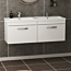 Turin 1200mm Wall Hung Vanity Sink Unit 2 Drawer Gloss White - Double Basin