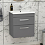 Turin 500mm Wall Hung Vanity Unit Indigo Grey Gloss 2 Drawer - Mid-Edge Sink Unit