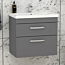  600mm Indigo Grey Gloss Wall Hung 2 Drawer Vanity Unit and Optional Basin - Mid Edge / Minimalist