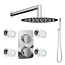 250mm Twin Thermostatic Shower Valve with Slimline Round Wall concealed Shower Set, 4 Body Jets and Handset Triple Function - Chrome