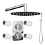 300mm Twin Thermostatic Shower Valve with Slimline Round Wall concealed Shower Set, 4 Body Jets and Handset Triple Function - Chrome