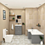 Qubix 1700 x 850mm Left Handed L Shaped Shower Bath + MDF Front Panel, Floor Standing Vanity Unit & Toilet Unit