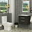 Cloakroom Suite Turin 600mm Hale Black 2-Drawer Wall Hung Vanity Unit with Qubix Rimless Closed Coupled Toilet