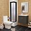 Cloakroom Suite Turin 600mm Grey Elm 2-Door Wall Hung Vanity Unit with Qubix Rimless Closed Coupled Toilet