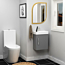 Cloakroom Suite 400mm Indigo Grey Gloss 1 Door Wall Hung Vanity Unit Basin with Cesar Rimless Toilet