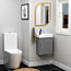 Cloakroom Suite 400mm Indigo Grey Gloss 1 Door Wall Hung Vanity Unit Basin with Cesar Rimless Toilet - Slim