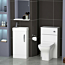 Cloakroom Suite Gloss White 400mm 1 Door Vanity Unit and BTW WC Unit with Qubix Pan