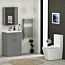 Cloakroom Suite 500mm Indigo Grey Gloss 2 Door Floor Standing Vanity Unit Basin With Elena Rimless Toilet & Slim Soft Close Seat