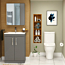 Cloakroom Suite 600mm Indigo Grey Gloss 2 Door Floor Standing Vanity Unit Basin With Breeze Rimless Toilet & Slim Soft Close Seat