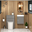 Cloakroom Suite Indigo Grey Gloss 400mm 1 Door Wall Hung Vanity Unit with BTW WC Unit & Cesar Toilet Pack - Slim