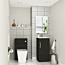 Cloakroom Suite 400mm Hale Black Floor Standing 1 Door Vanity Unit with BTW Toilet Pack - Turin