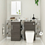 Cloakroom Suite 400mm Grey Elm Floor Standing 1 Door Vanity Unit with BTW Toilet Pack - Turin
