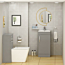 Cloakroom Suite 400mm Indigo Grey Gloss Floor Standing 1 Door Vanity Unit with BTW Toilet Pack - Turin