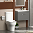 500mm Grey Gloss 1 Drawer Wall Hung Vanity Unit Basin & Rimless Close Coupled Toilet - Cloakroom Suite