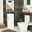 Cloakroom Suite 400mm Gloss White 1 Door Floor Standing Vanity Unit Basin With Elite Rimless Toilet - Slim