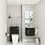 Cloakroom Suite 400mm Hale Black Wall Hung 1 Door Vanity Unit with BTW Toilet Pack - Turin