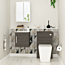 Cloakroom Suite 400mm Grey Elm Wall Hung 1 Door Vanity Unit with BTW Toilet Pack - Turin