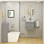 Cloakroom Suite 400mm Indigo Grey Gloss Wall Hung 1 Door Vanity Unit with BTW Toilet Pack - Turin